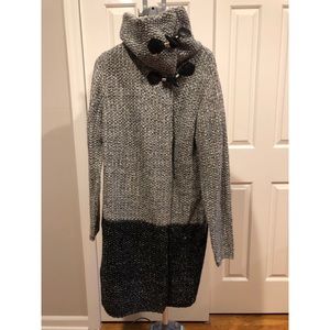 Long Black/Grey Duster Sweater - Sz L